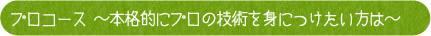 プロコース ～本格的にプロの技術を身につけたい方は～